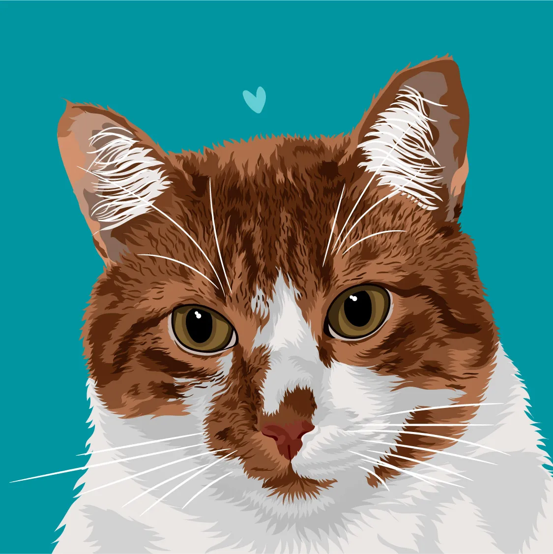 Gato naranja y blanco ilustrado