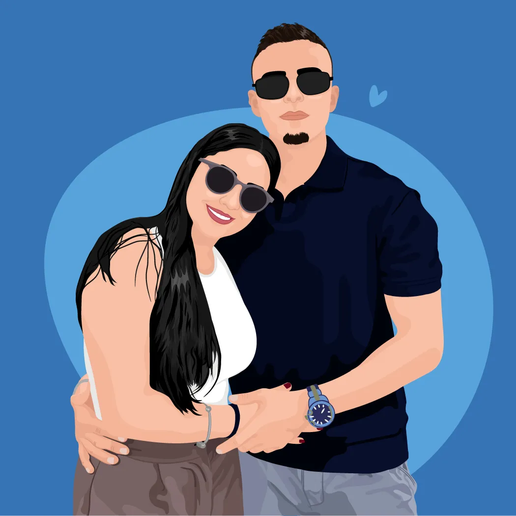 Pareja abrazada con gafas de sol